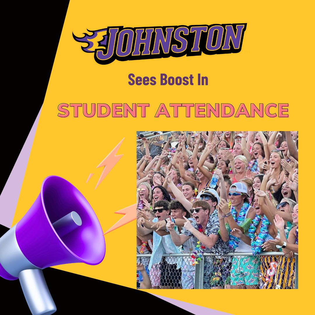 JohnstonCSD's tweet photo. As the new school year gets underway, Johnston is celebrating some success. Student attendance increased between 1 and 5 percentage points last school year at all eight of the district’s school buildings. The increase represents about 90 students at JHS alone. Contributing to the boost is a new rule at JHS that requires attendance at all classes for students to participate in @JCSD__Athletics and activities that day. https://t.co/Ik5dDKgO40