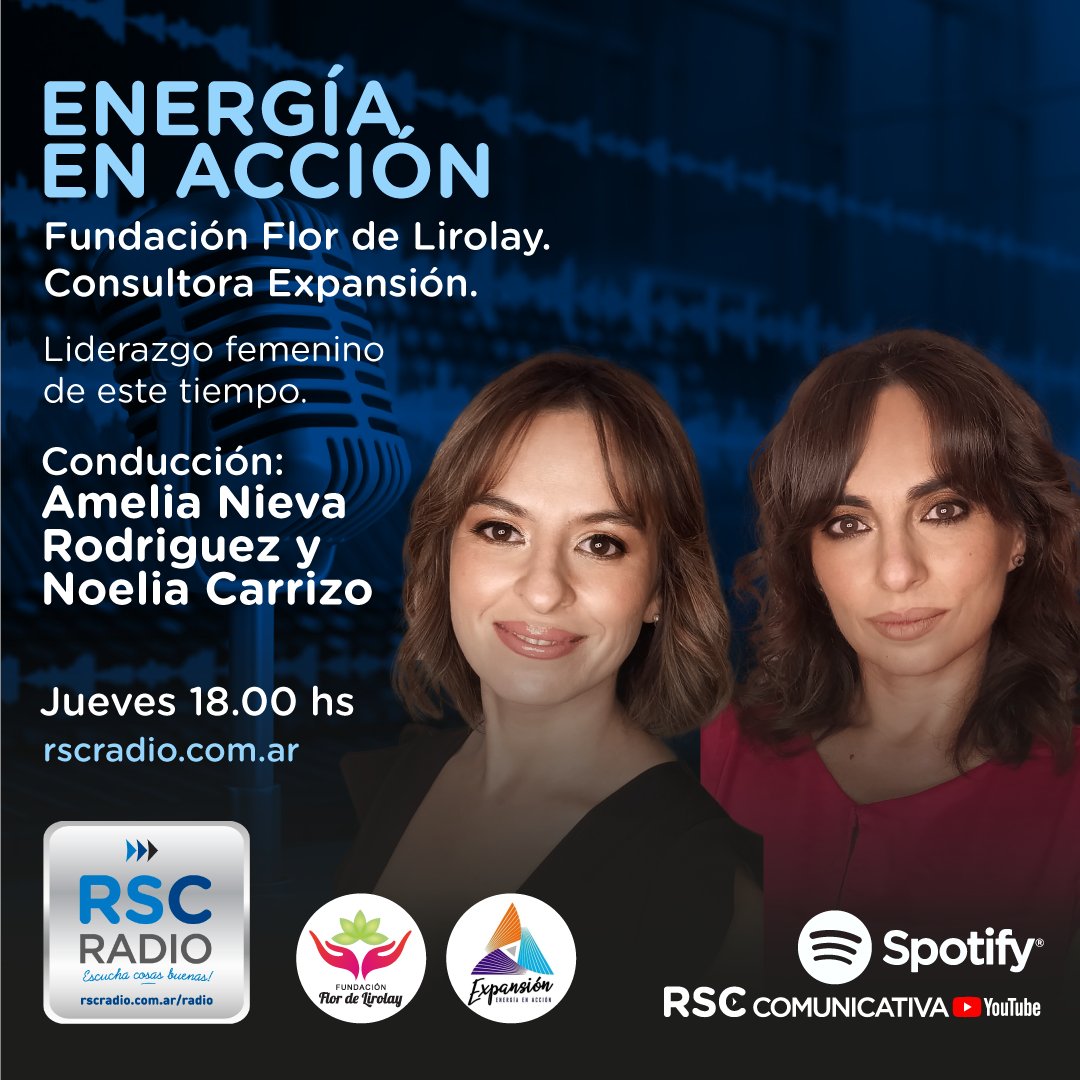 EN EL AIRE “ENERGÍA EN ACCIÓN” El programa de Fundación Flor de Lirolay junto a Expansión Energía, Liderazgo femenino de este tiempo con Amelia Nieva Rodriguez y Noelia Carrizo junto a la mejor música. Escuchá: bit.ly/2ZHy9eH #escuchacosasbuenas