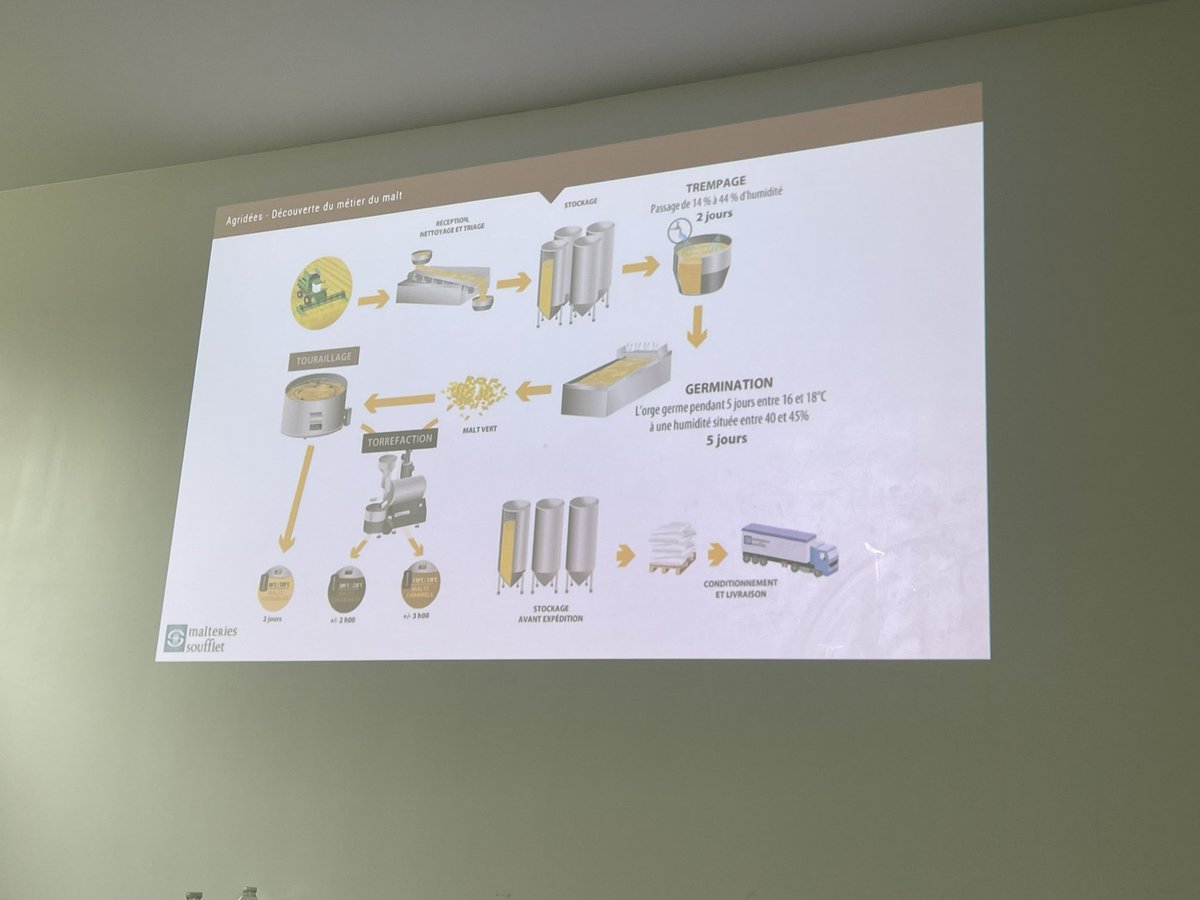 SAFThinkTank's tweet photo. Présentation pédagogique de @ColinPetitlodi1 🙏de @GroupeSoufflet sur la production et la commercialisation du malt d’orge, de la terre 🌾 à la bouteille 🍻 … https://t.co/8POYgU11xJ