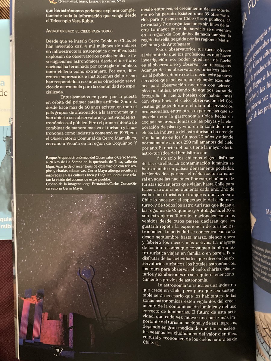 rleitonth's tweet photo. ..."Por esto, diferentes empresarios e instituciones del turismo han respondido a ese interés ofreciendo servicios de astronomía para la comunidad no especializada"... https://t.co/WOGYP3HWFb