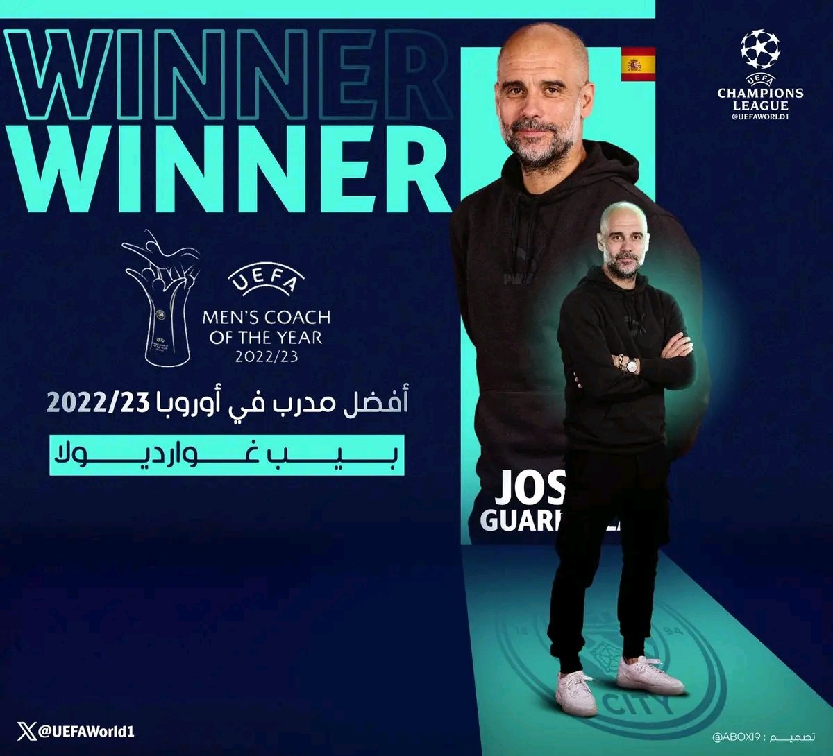 AndrewMedhat20's tweet photo. رسمياً | بيب جوارديولا أفضل مدرب في اوروبا ❤️ https://t.co/kzBaOTbopL