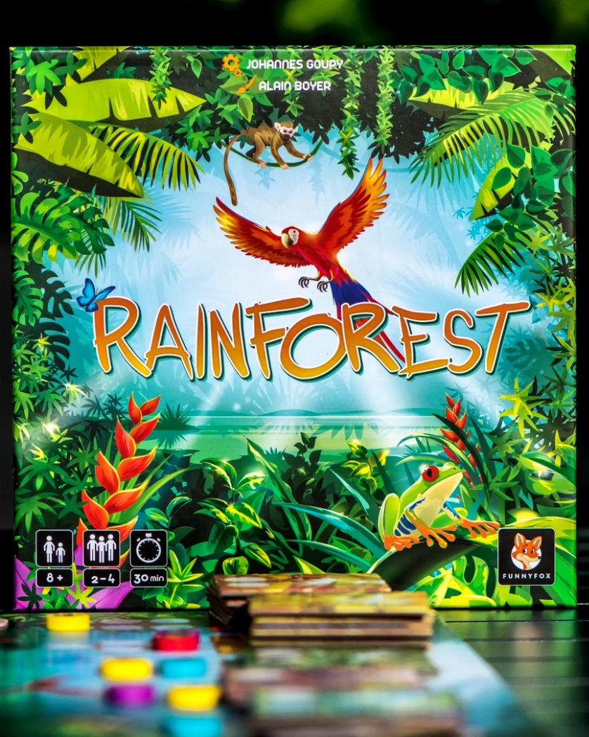 adayagame's tweet photo. 🐒🦜🎁 Rainforest vient de sortir sur @BoardGameArena , pour l'occasion 2 boîtes de jeux sont à gagner, offertes par leur editeur @FunnyfoxGames ! 
➡️ Ça se passe sur notre insta et celui des copains Jeuxatheme si ça vous dit !😉🦊🤞.  #Concours #JeuConcours #j2s #jeux https://t.co/aVAnVWcx2r