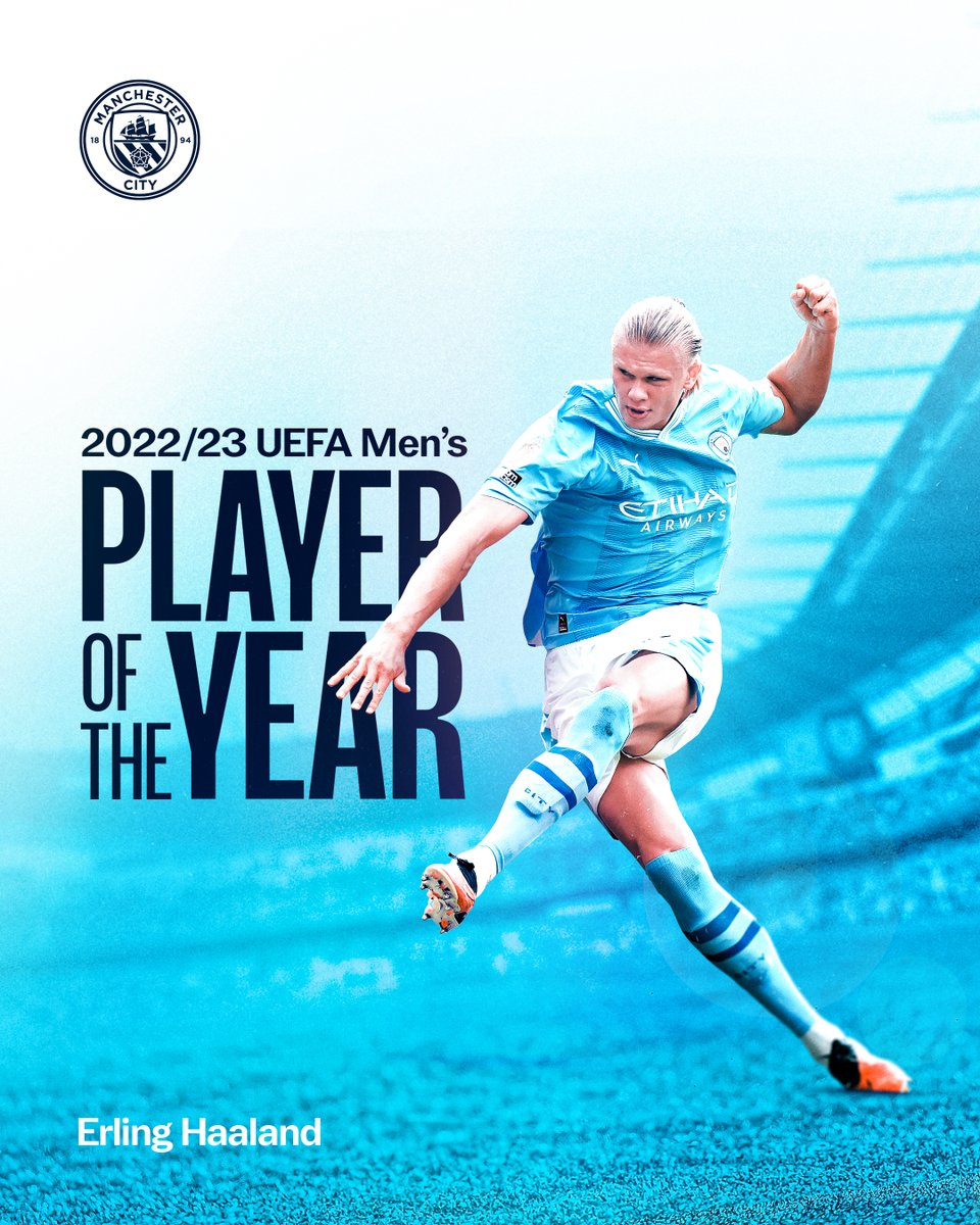 Well done, @ErlingHaaland! 👏

He's been named UEFA Men's Player of the Year 🌟

#ManCity | #UEFAawards