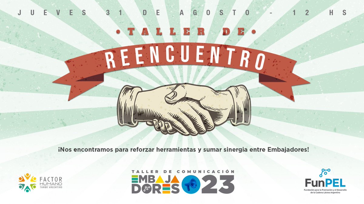 ¡Gracias a todos los embajadores que se sumaron en el taller de reencuentro! Nos llevamos muchas ideas para sinergizar las acciones💡
<a href="/fun_pel/">FunPEL</a> <a href="/fhentambo/">Factor Humano en Tambo</a>