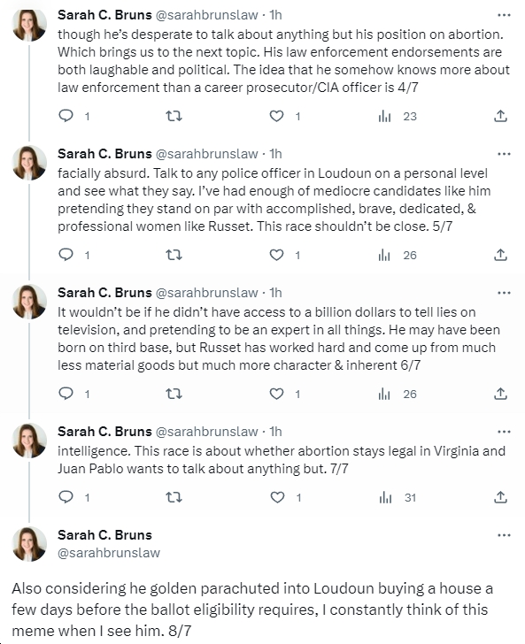Excellent thread by @sarahbrunslaw on "performative," "unqualified," etc. Juan Pablo Segura. And yes, "<a href="/RussetPerry/">Russet Perry</a> outshines him in every area" - and it's not even close!  bluevirginia.us/2023/08/thursd…