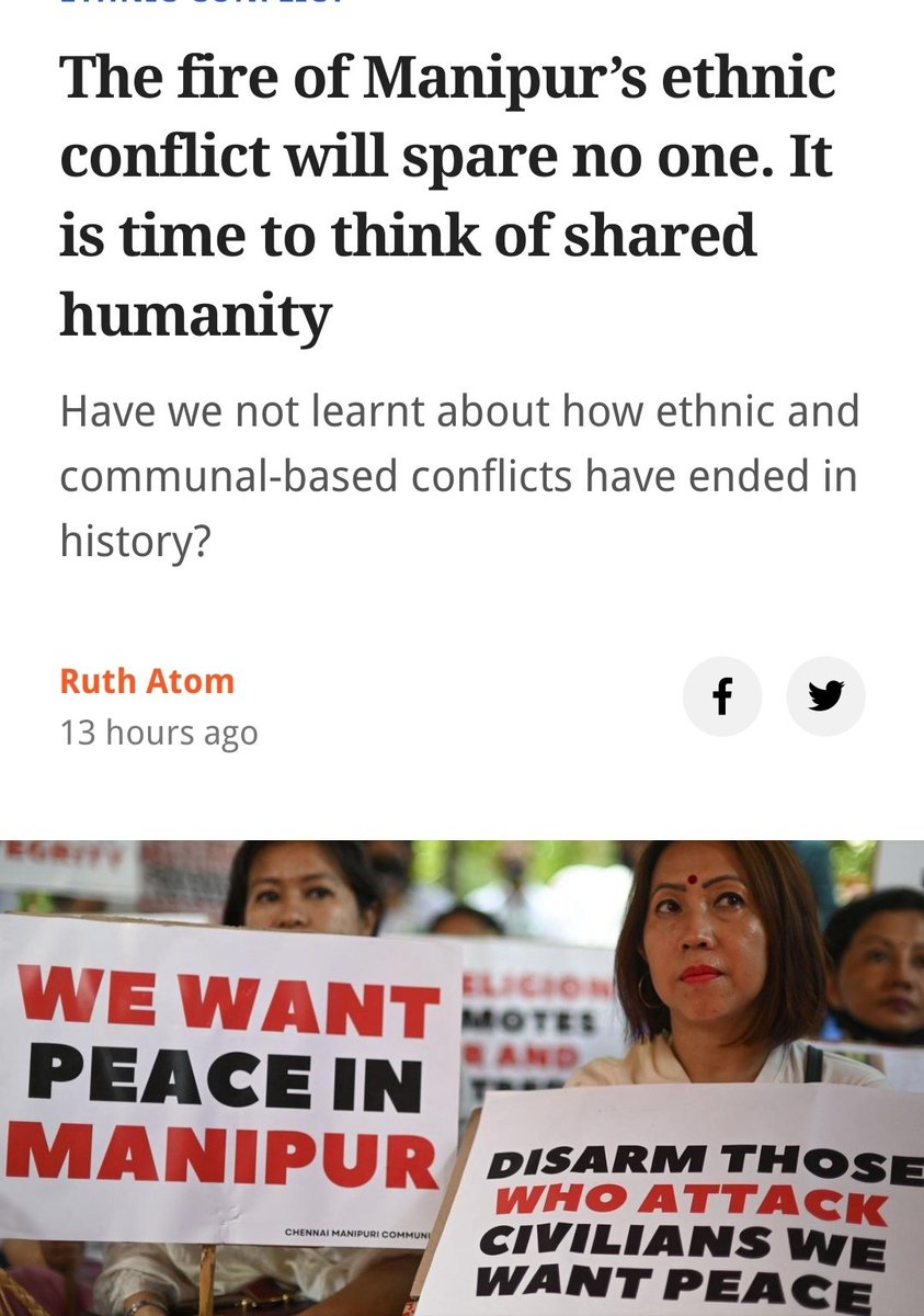 RobinTemsu's tweet photo. "The time demands us to remember the saying that an eye for an eye will make the whole world blind' #RuthAtom #Manipur_Violence #ManipurCrisis #ManipurHoror #Meities #Kukis #Nagas #India
https://t.co/PlBp5zGi0k… https://t.co/KNtJIGO0jJ