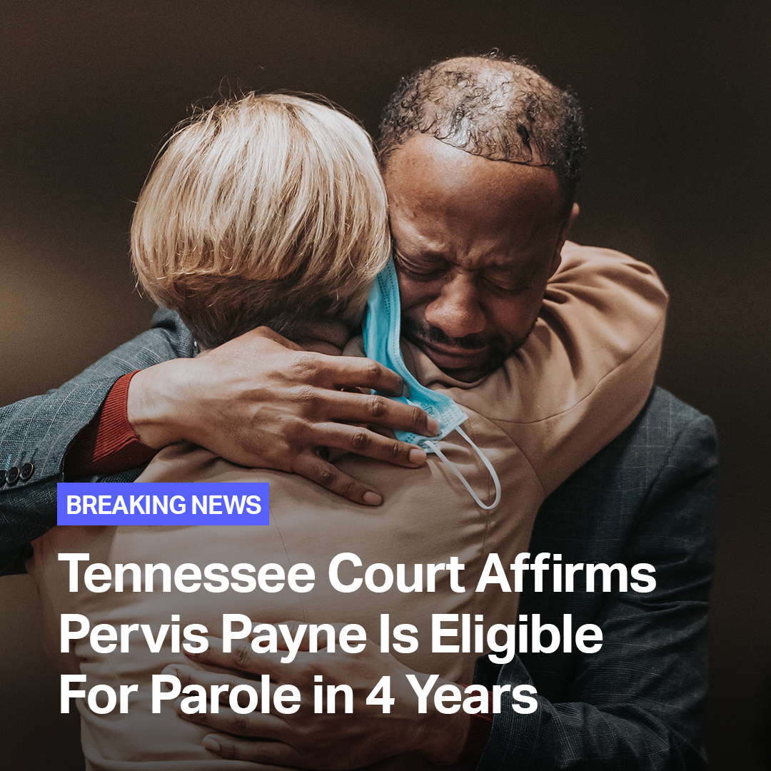 innocence's tweet photo. BREAKING: The Tennessee Criminal Court of Appeals has affirmed Shelby County Criminal Court Judge Paula Skahan's 2022 ruling that Pervis Payne will serve his two life sentences at the same time. The ruling makes Pervis eligible for parole consideration in less than four years. https://t.co/poWBMIsgOy