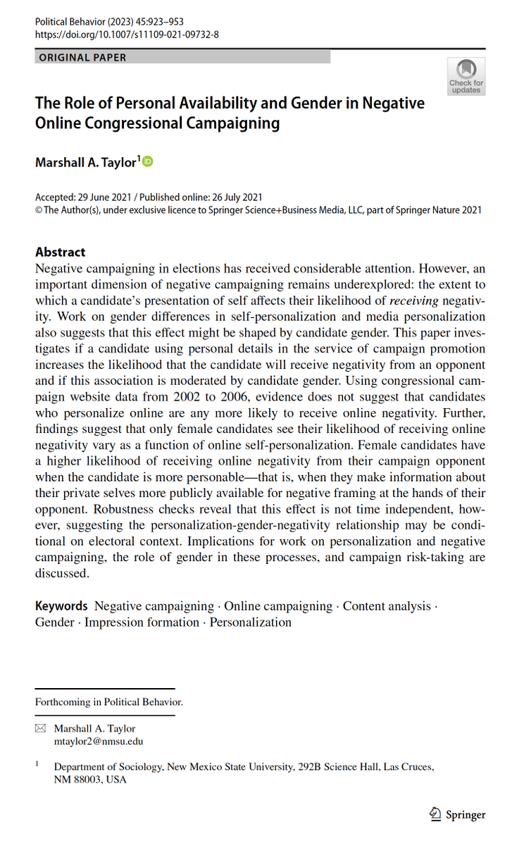 mtaylor_soc's tweet photo. It's been published online for a while now, but happy to see my paper in @PolBehavior now is in an issue! Check it out below ⤵️

https://t.co/ApfaHPqxkb

Email me for a copy if you don't have institutional access! https://t.co/lalfHaV1RJ