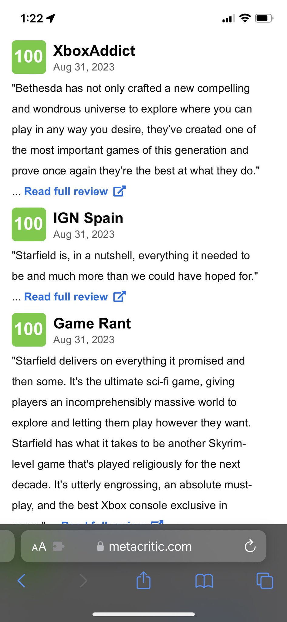 Karim Jovian on X: Oh man! The perfect scores for #Starfield are pouring  in at Metacritic!  / X