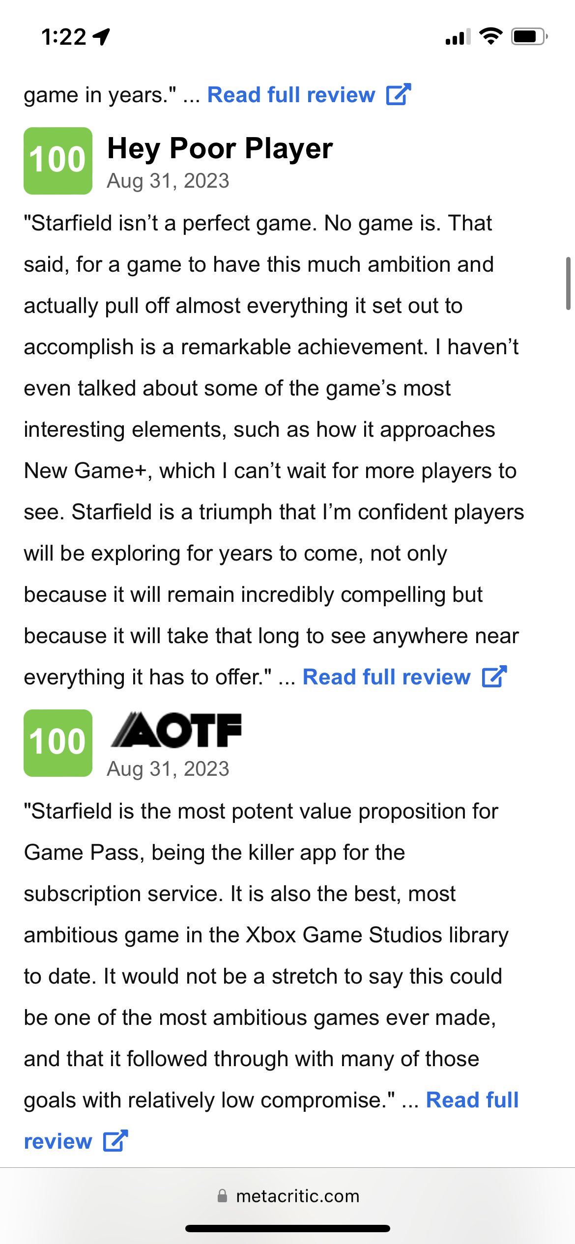 Karim Jovian on X: Oh man! The perfect scores for #Starfield are pouring  in at Metacritic!  / X