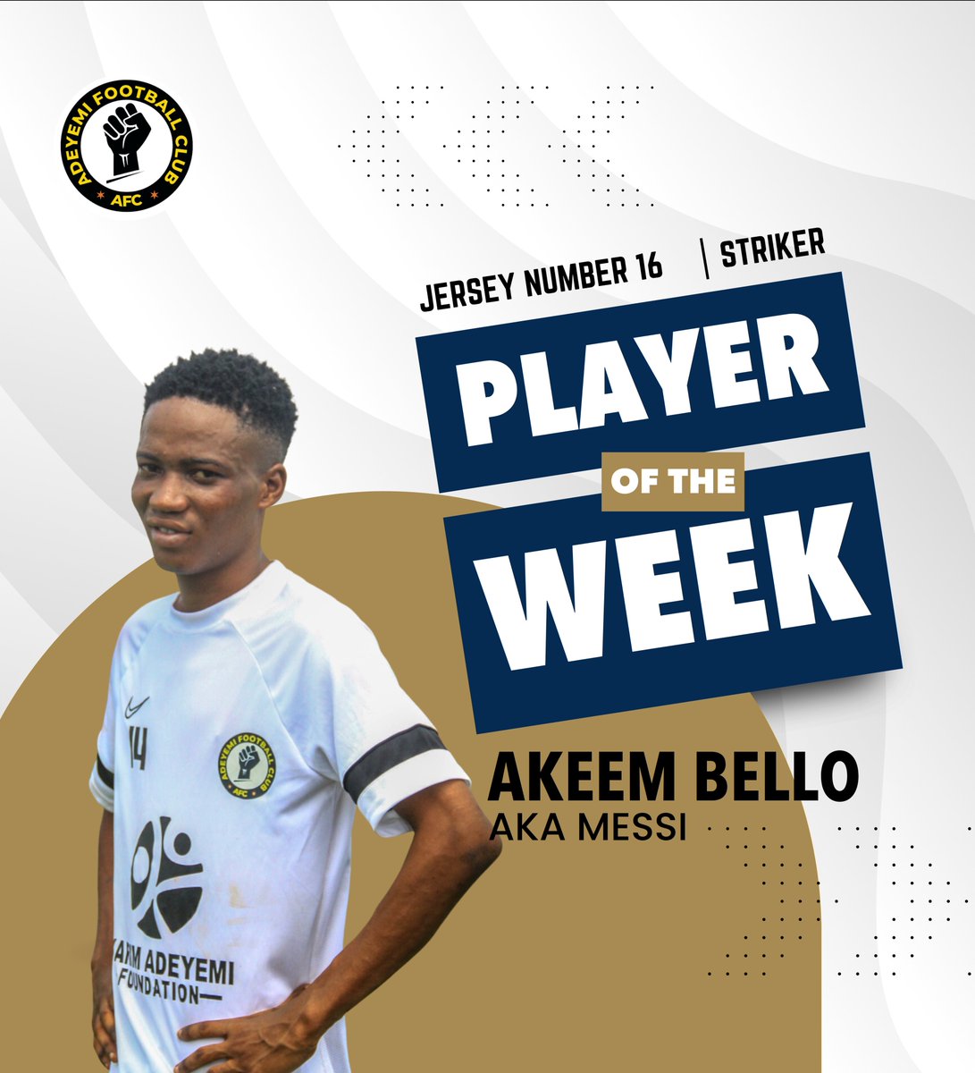 AdeyemiFC_'s tweet photo. 🌟 PLAYER SHOWCASE: AKEEM⚡🏃♂️
In our recent match against Ojodu City FC, he showcased his prowess by hitting the back of the net with a stunning goal. 🎯🔥
A true force on the field, Akeem embodies skill, speed, and the heart of a champion.
#PlayerShowcase #AdeyemiFC #Number16 https://t.co/nMyfB8qQnQ