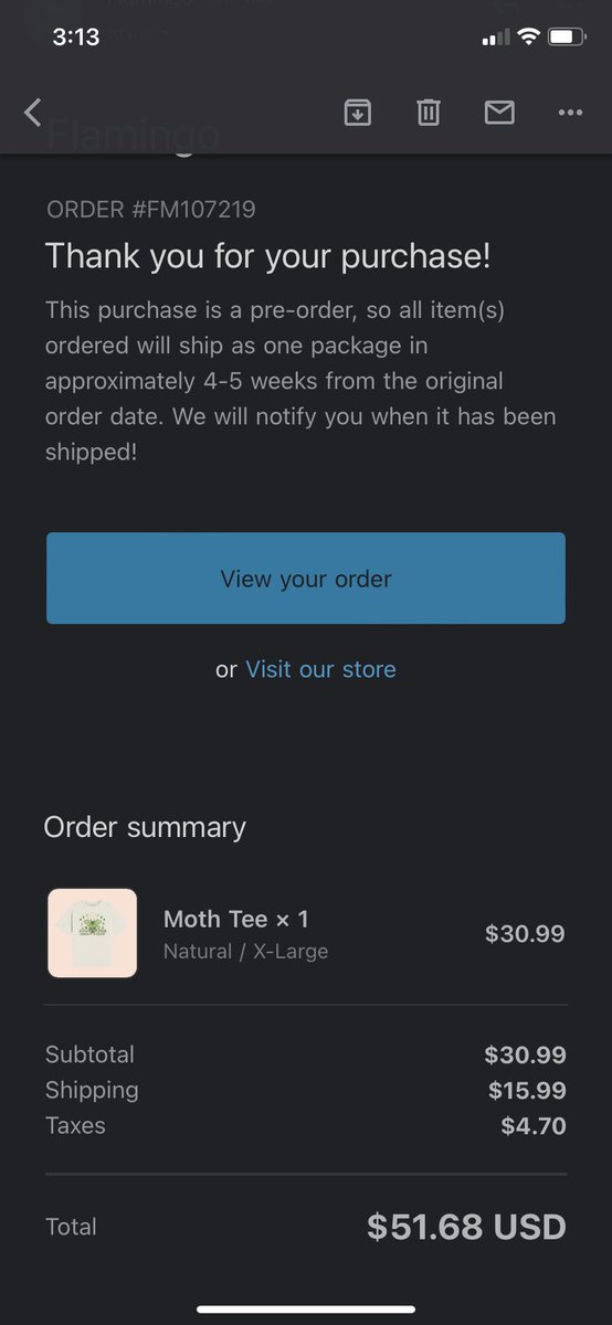 __zyx___'s tweet photo. Stayed up until 3 am for this and you do not understand the absolute fear I had when my card was declined 3 times,, 

Shipping costing half the actual tee’s price and $4 tax made me gag. Hope Albert finally lets my family go now 😋 https://t.co/vaTrE6rNw8
