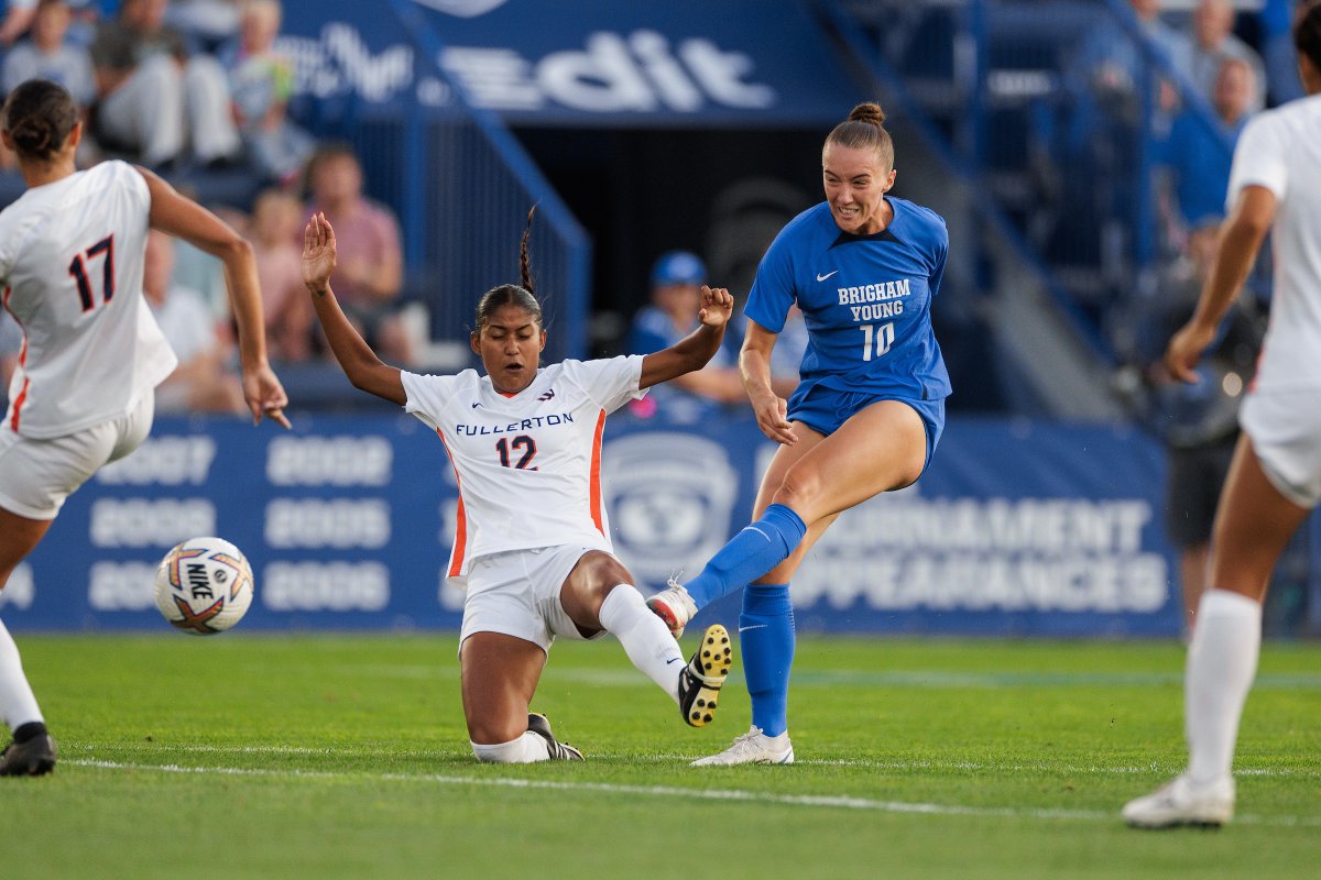 gregwrubell's tweet photo. Liv and let fly: @byusoccer_w senior co-captain Olivia Wade Katoa is off to a stellar start to her season.

She leads the Cougs with four goals, three of which have been match-winners; she is currently tied for the national lead in game-winning goals.

Liv also leads BYU in shots and shots on goal, and is third among field players in minutes played.