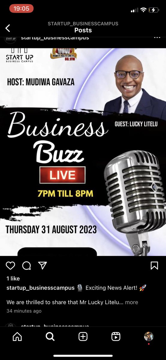 StartupBiz_Camp's tweet photo. Our CEO Lucky Litelu live with Mudiwa Gavaza on VOW FM 

#StartupBusinessCampus #SBC https://t.co/i7ggsh03R7