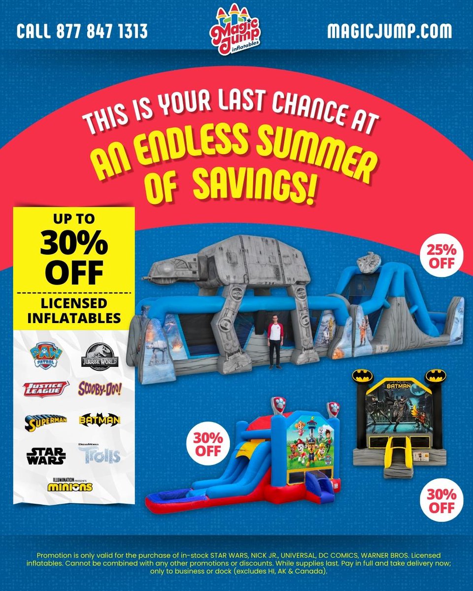 MagicJump's tweet image. This is your last chance at up to 30% OFF! 
 #bouncehouse #inflatables #magicjump #weloveinflatables