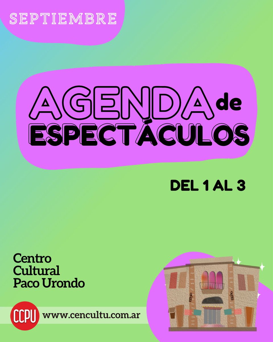 Comienza septiembre en el Centro Cultural Paco Urondo

Agenda completa 
👇
cencultu.com.ar/actividades/