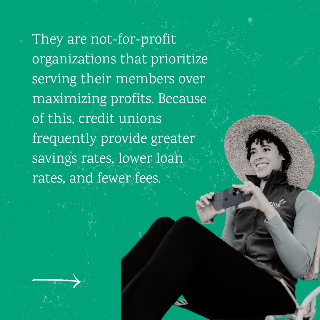 ZingCreditUnion's tweet photo. No, credit unions aren't banks! But they are similar in some ways. 

Earn $100 if you sign up to be a member by Oct 31, 2023 and complete qualifying activities. Use promo ZING2023. *Visit https://t.co/0NTZUmyPUs for qualifying activities +disclosures.

 Federally Insured by NCUA. https://t.co/oMAspsxweX