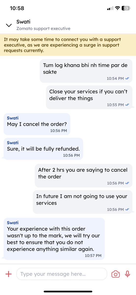 akhilesh_dxt's tweet photo. @zomato @zomatocare another great service, after 2 hrs you guys helped me with cancelling the order and not to deliver the food. What a nice service. Thanks for keeping your customers hungry 😡 https://t.co/jAxywQexbi