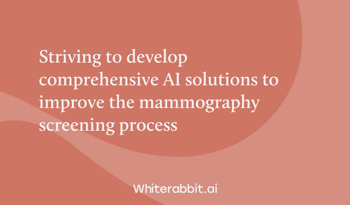 We’re pioneering #AI solutions to improve the #mammography screening process. We believe the right technology could aid in early detection + empower patient engagement & compliance by improving the quality of care. Learn more: whiterabbit.ai/products/produ… #breastcancer #radiology