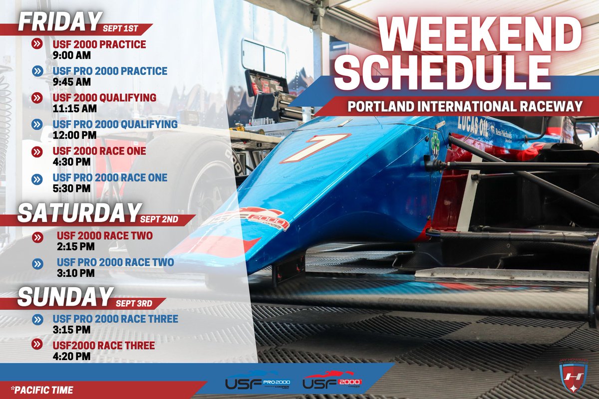 We've got a jam-packed SIX races ahead of us this weekend, but first, we test! Ready to hit the track this afternoon for two rainy tests!

#JHDD / #FollowJHDD / #LHPiot / #USFPro / #TeamCooperTire / #USFPro2000 / #USF2000 / #USFJuniors / <a href="/usfprochamps/">USF Pro Championships</a> / <a href="/portlandraceway/">Portland Intl Raceway</a>