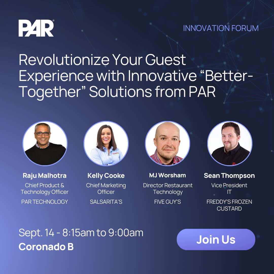 PAR_Tech's tweet photo. Double the excitement, double the innovation! Join us on the main stage at #FSTEC for two big events that will leave you inspired and informed. 🎤 
 
#FSTEC #FSTEC2023 #LiveEvent #TechnologySolutions #RestaurantTech https://t.co/h8wV9b172t