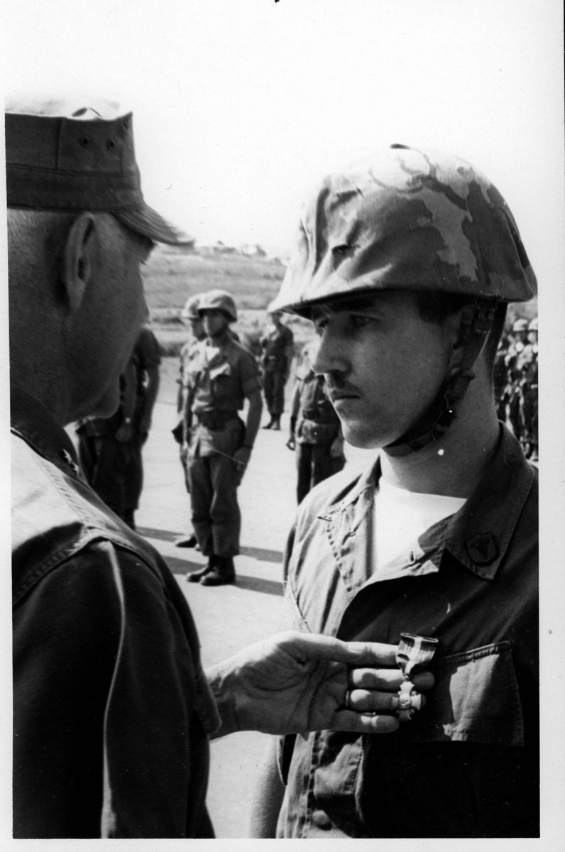 #MarineMonday 
'Corpsman receives Navy Cross, Vietnam', May 1968
'HM2 Gerald Strode, 21, is decorated with the nation's second highest medal. The Navy Cross was presented to Strode by MajGen Donn J. Robertson, commanding general, of the 1st Marine Division.