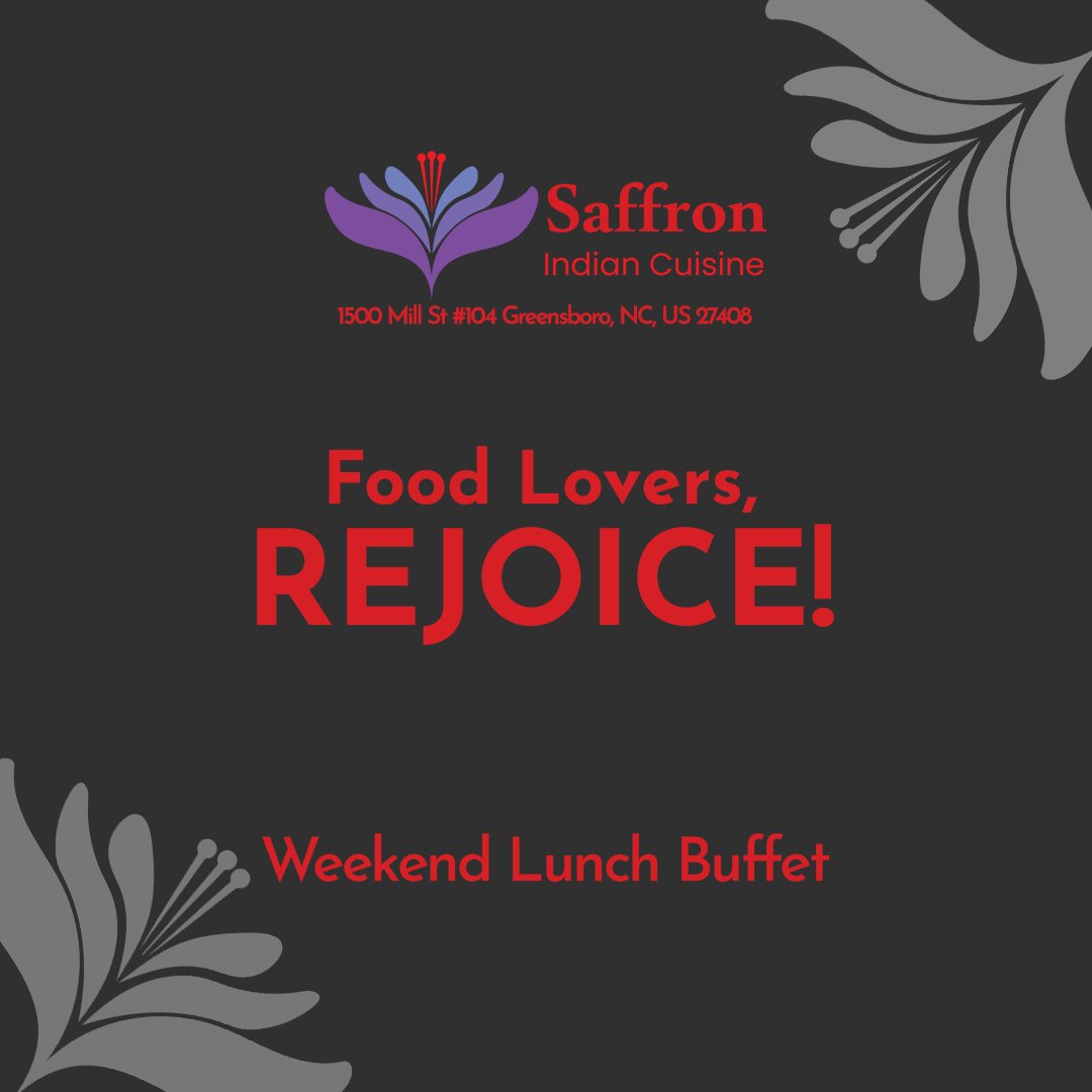 SaffronIndianNC's tweet photo. Calling all Food Lovers! Indulge in a Culinary Paradise that'll make your taste buds dance with joy. Join us for a feast that's sure to delight your senses. 

#FoodLoversRejoice #SavorTheFlavors#NCRestaurantScene #GourmetDiningNC #CulinaryExperiencesNC #NC#CulinaryDelightsNC https://t.co/iLTGVWtjZx