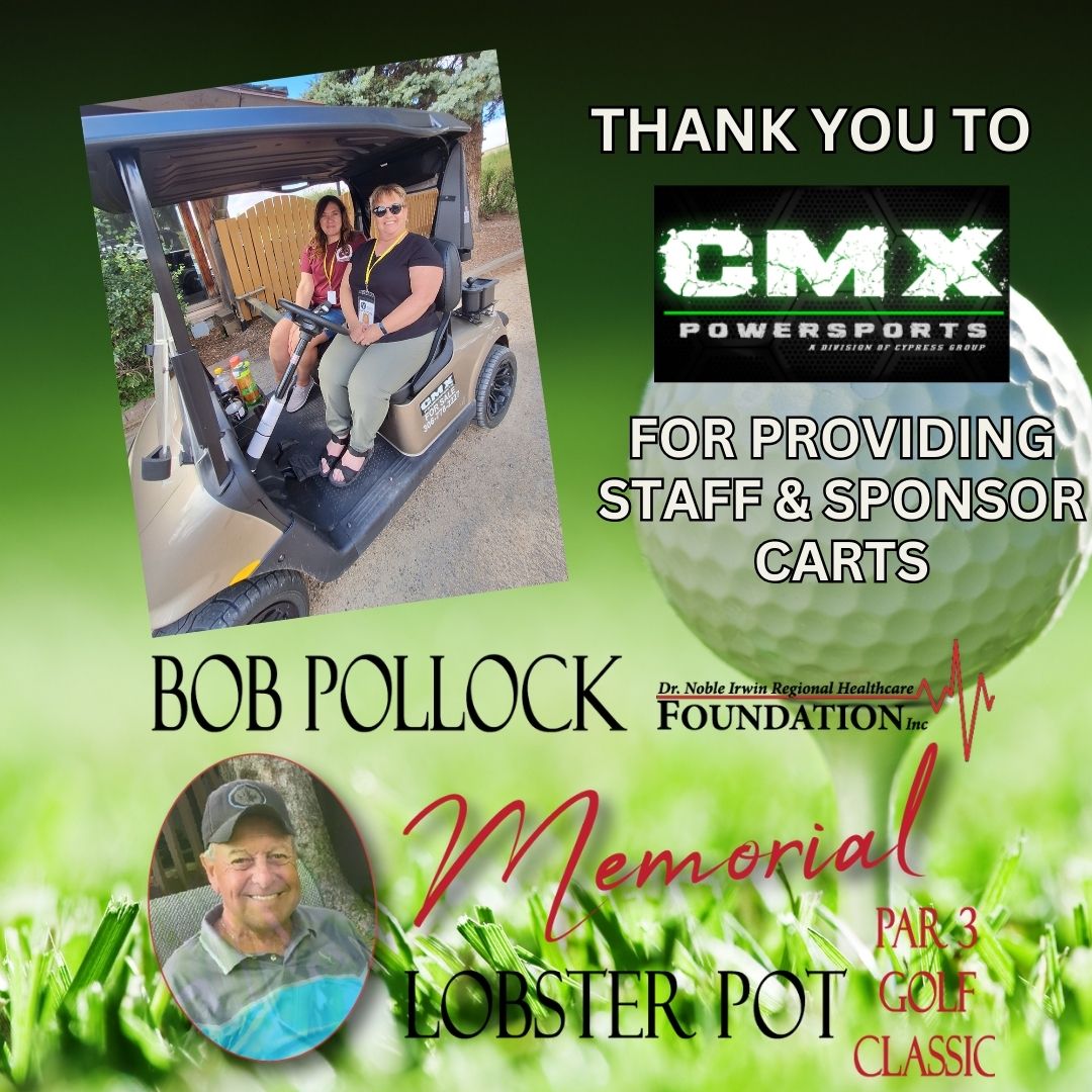 Huge thank you goes out to the crew at CMX Powersports for providing the Dr. Noble Irwin Regional Healthcare Foundation with courtesy carts for our staff, sponsors and VIPs!  Thank you for being such a huge supporter of the Foundation and our events! #supportlocal