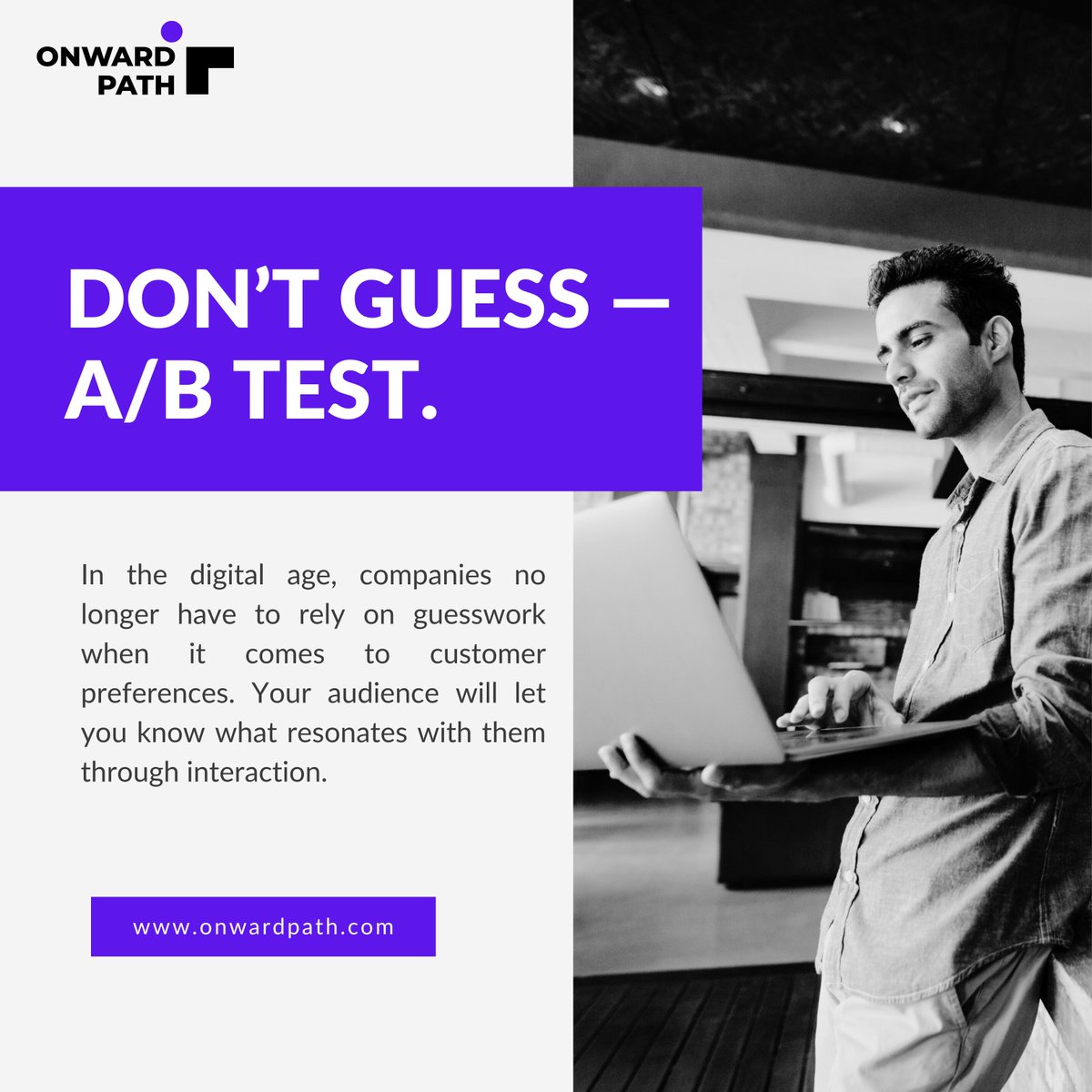 Onwardpath's tweet photo. A/B testing helps you move forward with confidence!

#adobeexperiencemanager #adobeexperienceplatform #adobe #abtesting #onwardpath https://t.co/UQpjYhD9iv