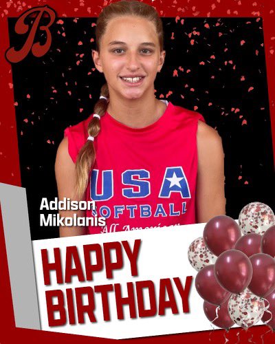Wishing our #14 Addison Mikolanis a Happy 13th Birthday🥳 Enjoy your day.