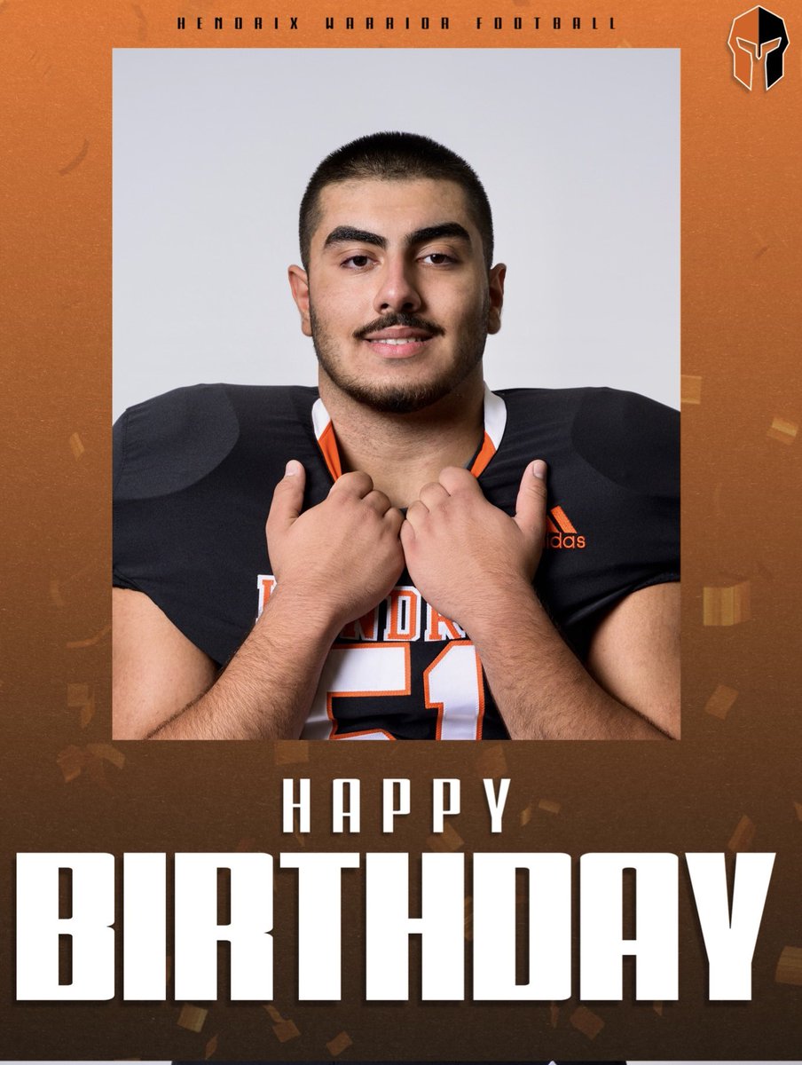 RussHeidiSLC's tweet photo. Happy Birthday to Hendrix Warrior #51 @Bardia_Barati DL out of Ranchview HS, Carrollton TX❕❕
Make it Great🎉@HendrixFootball 
@RanchviewFAM1LY @RanchviewWolves @RALeo1974 https://t.co/Uf6bGnNQdz