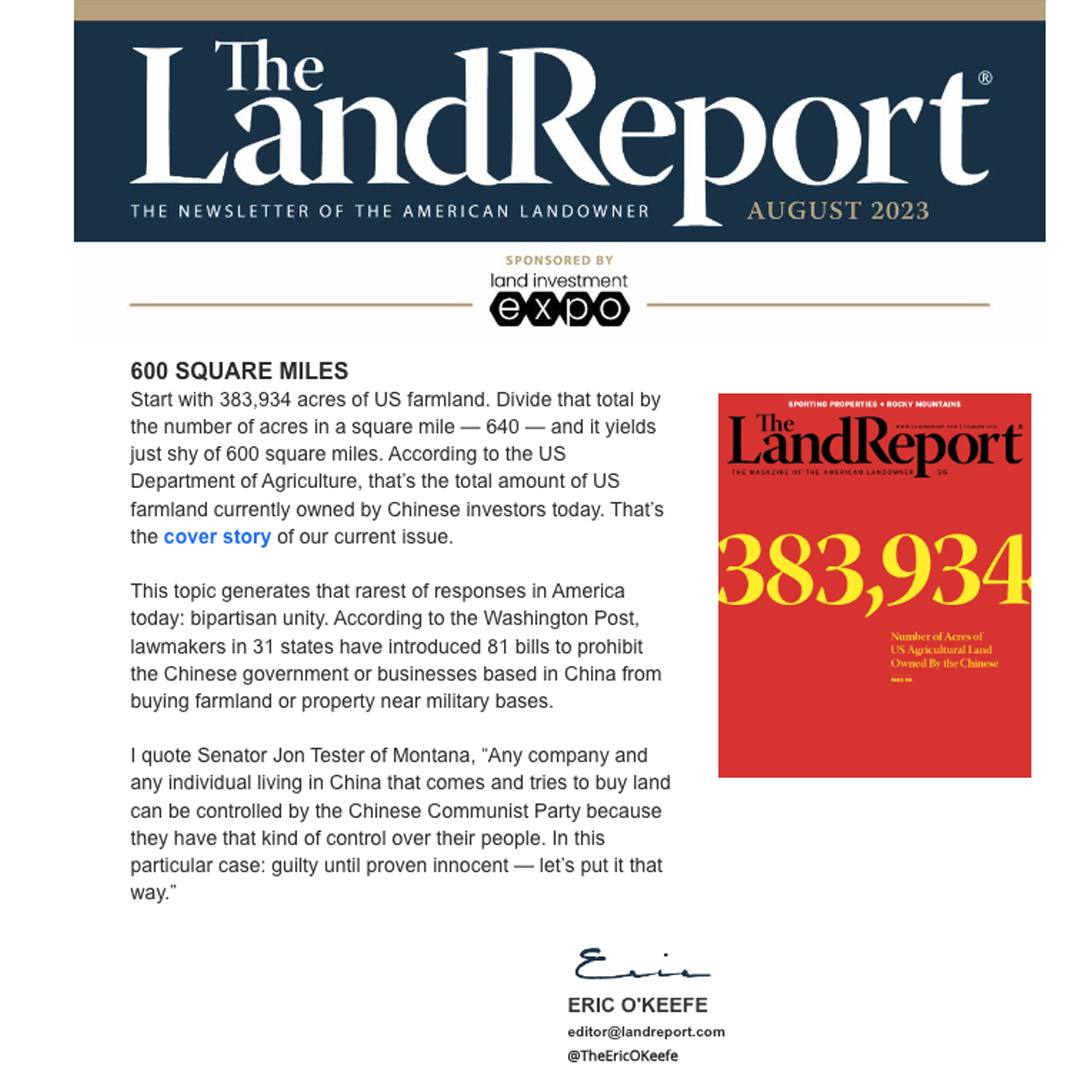 landreport's tweet photo. Land Report August 2023 Newsletter
https://t.co/nwjPBfRwMU
#land #landforsale #landsales #buyland #buymoreland #investinland #landreport #newsletter #whatwereading #readingmaterial #farmland #usfarmland #china https://t.co/6Uu2UuFIp1