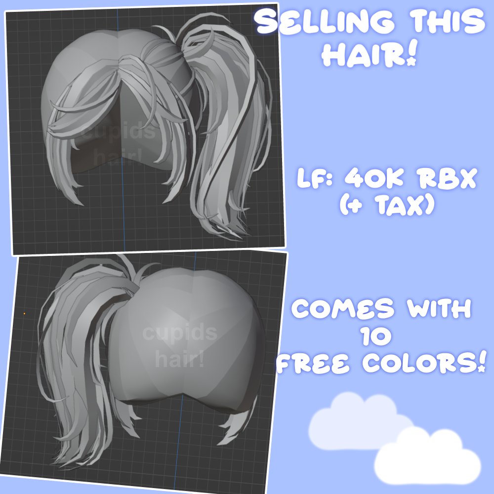 🛍️ Selling this side ponytail!! 
Lf: 40k rbx + tax  

! ! COMES WITH 10 *FREE* TEXTURES/COLORS IF PURCHASED ! !

#RobloxUGC #RobloxDev #Roblox #UGC #UGCcreator #ugccommunity