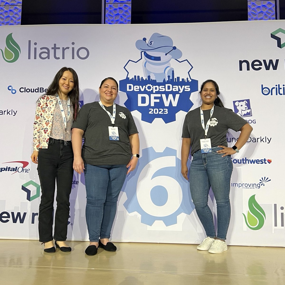 WWCodeDFW's tweet photo. Women Who Code DFW representing at DevOpsDays DFW!๐
Special Thanks to @DevOpsDaysDFW and @MikeRosTX for connecting us to this amazing event!๐
With: Li Wang, Rosa Rivera, Priyanka Koppula
#womenwhocode #devops #devopsdays #devopsdaysdallas #devopsdaysdfw https://t.co/1MDJuIz6uG