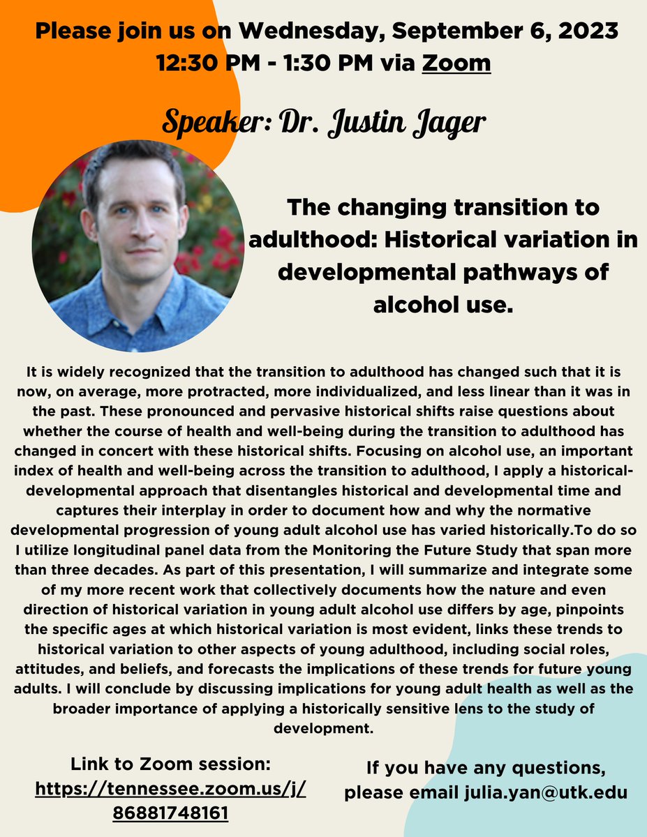 utk_cfs's tweet photo. Please join us in welcoming the first speaker of the Fall 2023 CFS Department colloquium series! We hope to see you all there! https://t.co/YZ1TOwUheJ