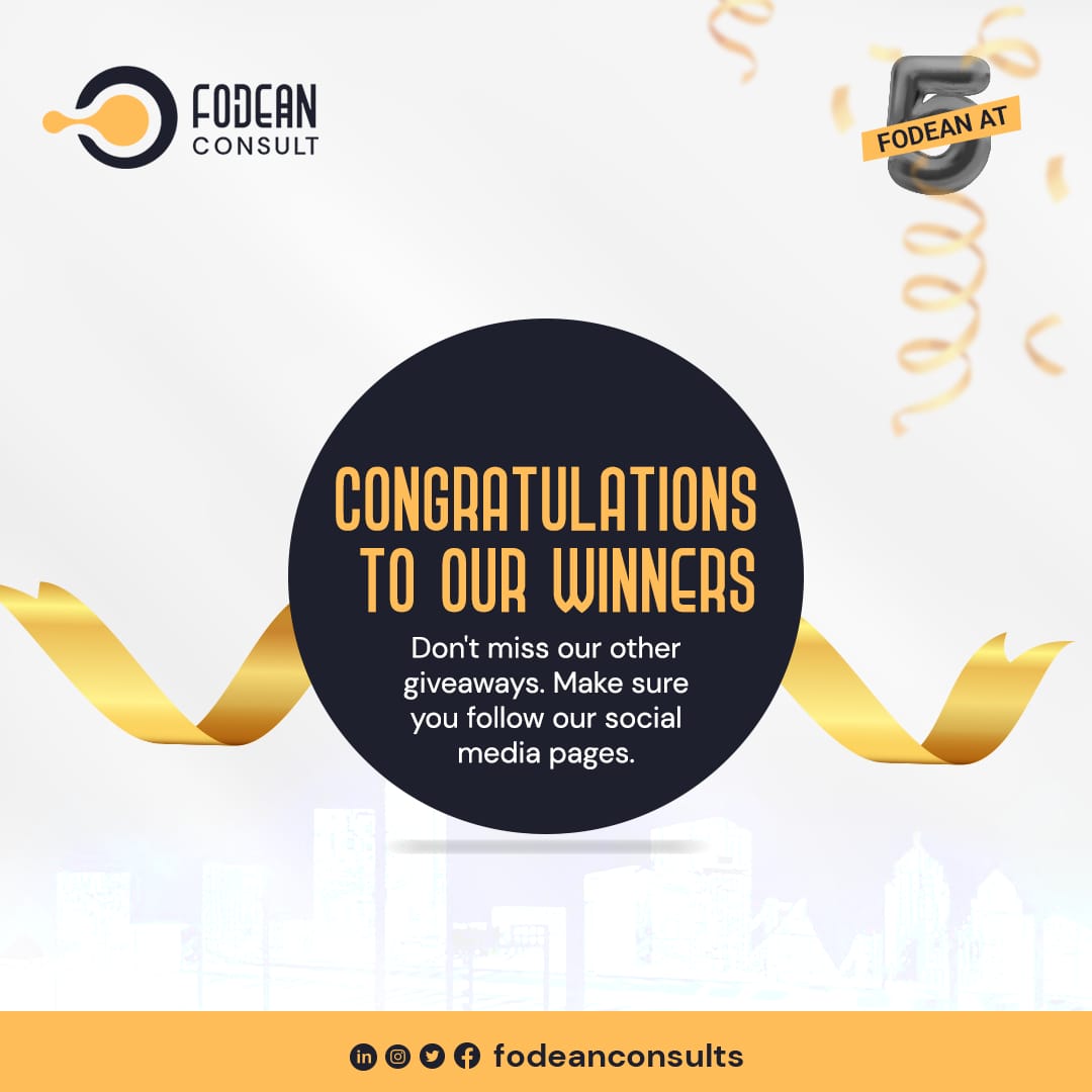 fodeanconsults's tweet photo. Congratulations to our winners. π₯³π
@mhiz_pretty9 (Instagram)
@TheSpecialPR (Twitter)
@Mhiz Pee (Facebook)
Send us a DM to reclaim your prizes.
Don't miss our other giveaways. Make sure you follow our social media pages.
#FODEANat5 #FODEANATFIVE
#FODEAN5thAnniversary https://t.co/ykFhExtS7B