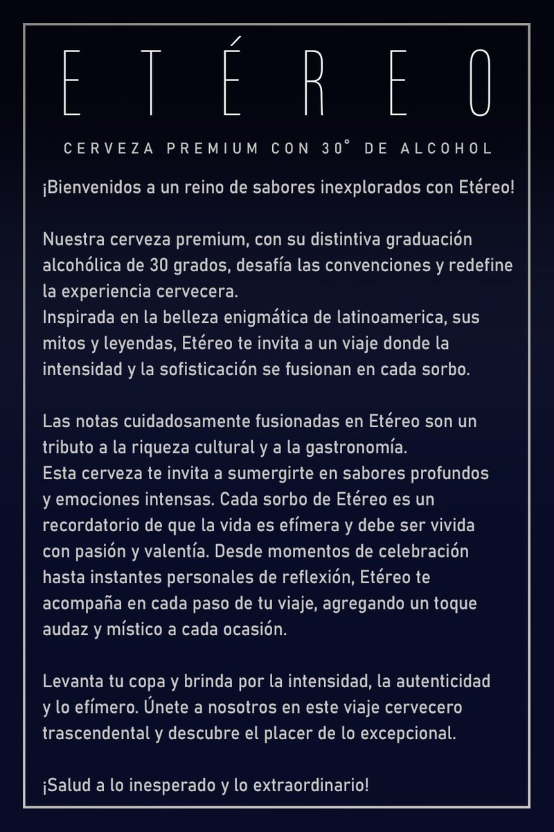 ToshiArte's tweet photo. Trabajo de diseño gráfico y dirección creativa para "ETÉREO". #DiseñoCervecería #CervezaArtesanal
#BrandingCerveza #DiseñoGráfico
#DiseñoDeEnvases #CervezaDesign #DiseñoDeMarca
#IdentidadVisual #EtiquetasPersonalizadas
#PackagingCreativo #CervezaDeAutor 
#DiseñoDeProductos https://t.co/QrudcrUiEI