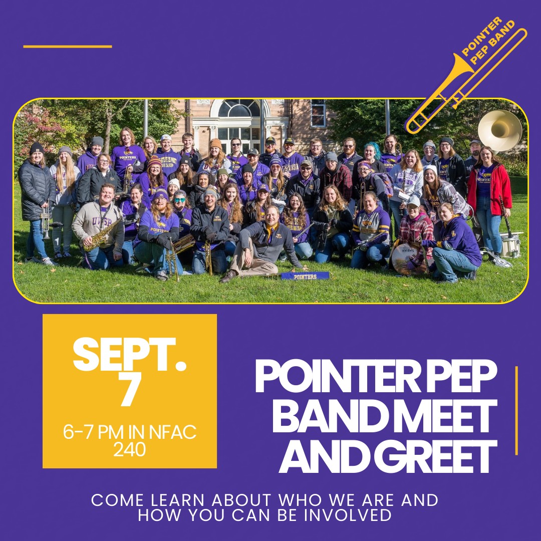 uwsppepband's tweet photo. Welcome back, Pointers! 

We're gearing up for an amazing year! Next week Thursday, September 7 is our Meet and Greet from 6-7pm! Come meet members of the band and learn about who we are and what we do. https://t.co/IRuzz5uOp0