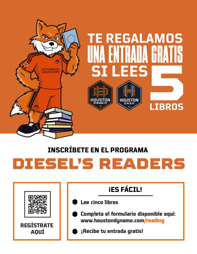 Exciting news for young readers in Aldine!Join the Houston Dynamo & Dash's 'Diesel’s Readers' program starting Sep 1. Calling elementary & middle school students - read 5 books in September, snag a FREE ticket to a Dynamo/Dash game! Lets see who'll rep Aldine this year! #MyAldine
