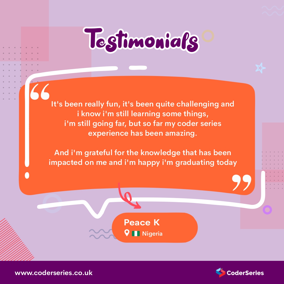CoderSeries's tweet photo. one of our key partners on this journey of impacting the next generation with Tech, the Country Director for the Rose of Sharon Foundation Dr. Ndudi Bowei.

Swipe to see what the kids, parents and our special had to say about the Online Summer Coding Class. https://t.co/lU11daF9dk