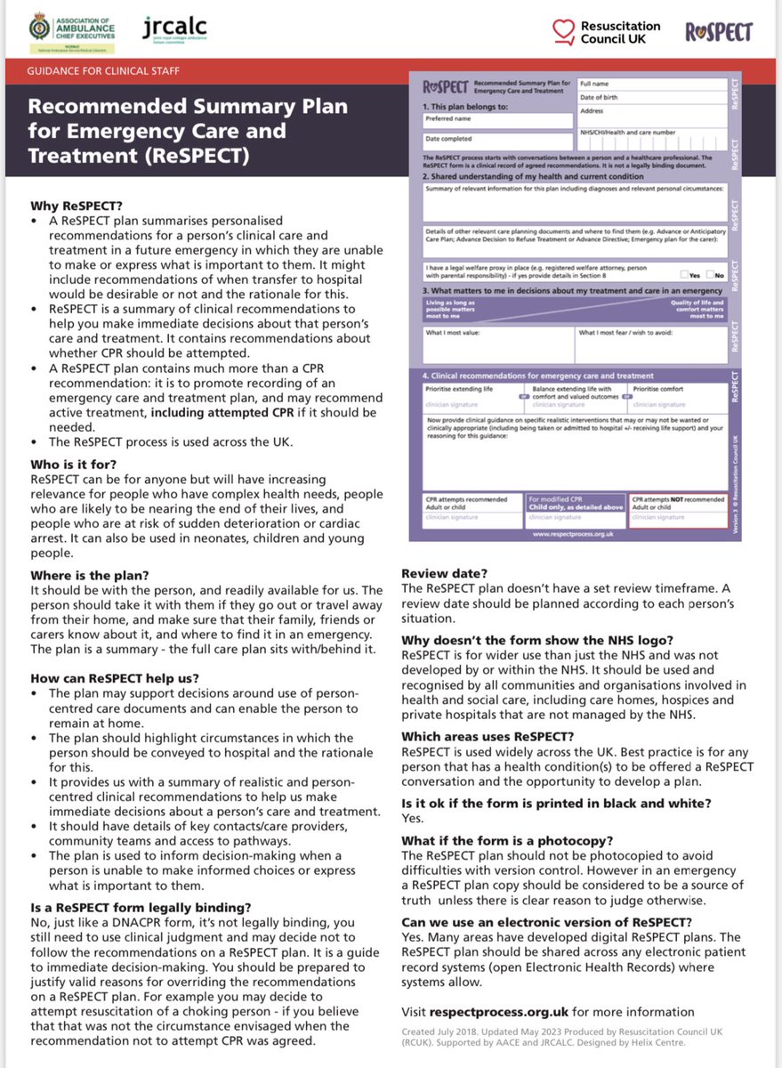 ReSPECTFV's tweet image. The latest ReSPECT Ambulance poster @ResusCouncilUK @Scotambservice Digital ReSPECT plans found here In Forth Valley 👌