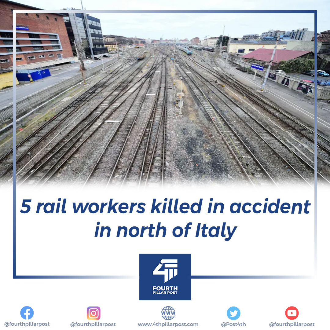 A tragic incident occurred in the Turin area of northern Italy when a train struck and killed five workers while injuring two others on the railway tracks. 

For more detailed : 4thpillarpost.com 
#northernitaly #train #ferroviaria #families