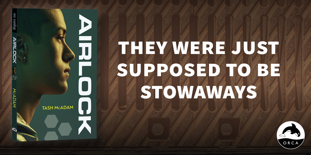 Brick, a young thief, stows away on a cargo ship headed for the moon after a warrant goes out for their arrest. AIRLOCK, a high-interest accessible novel for teen readers by @TashMcAdam, is available now! Learn more: orcabook.com/Airlock