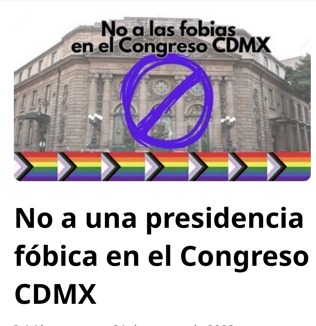 🏳️‍🌈🏳️‍⚧️No permitamos que el @Congreso_CdMex tenga a una presidencia fóbica. Exijamos la instalación del Comité de Ética Parlamentaria previsto en la Ley.🏳️‍🌈🏳️‍⚧️ Firma en @Change_Mex change.org/NoFobiasCongre…