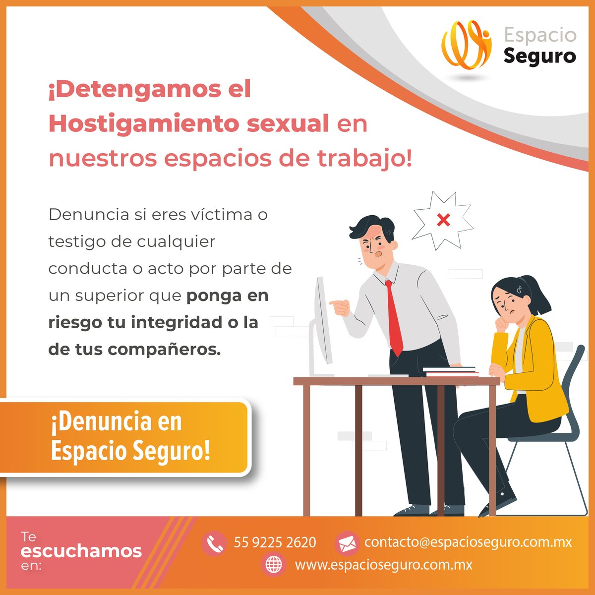 ¡Esto tiene que parar! 

El hostigamiento sexual no es justificable ni aceptable en ninguno de los casos y AMAPRO está ahí para escucharte si eres víctima o testigo de alguno.

Somos tu espacio seguro.

#EspacioSeguro #amapro #Denuncia #AcososSexual #AcosoLaboral