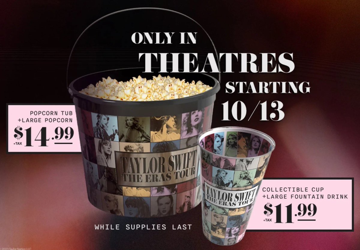 MrsRoberts702's tweet photo. @RegalMovies you better be offering this at your theaters too. @AMCTheatres and @Cinemark are doing this promotion. If you don’t you are going to have some pretty pissed off Swifties! 
#TaylorNation #TSTheErasTourFilm https://t.co/FAvrjehyn2