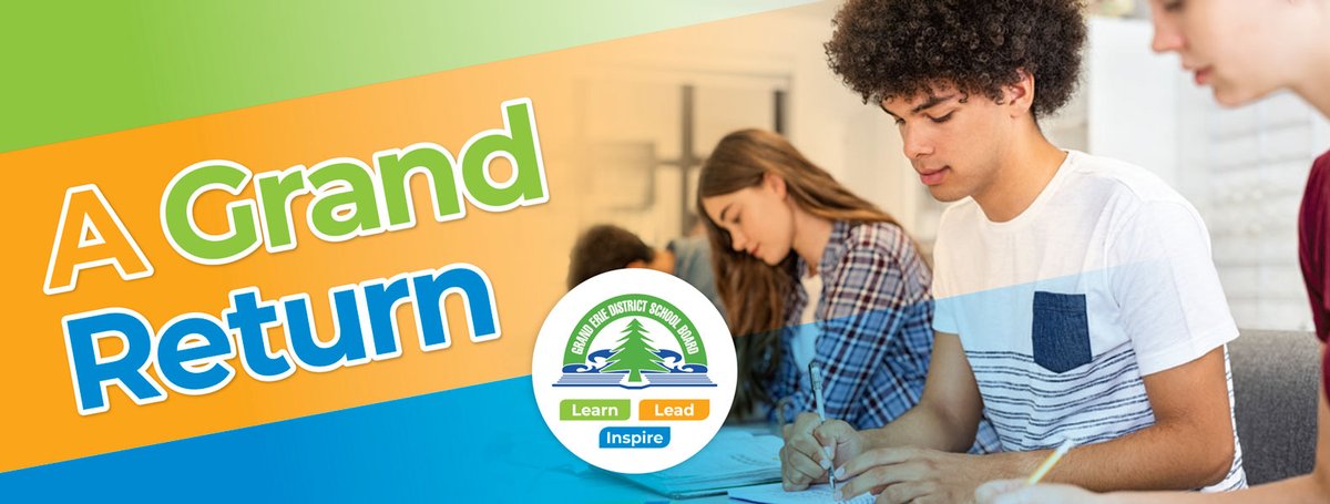 GEDSB's tweet photo. We're ready to welcome students back in the #GrandReturn! Find info on transportation, registration, starting Kindergarten, forms going digital and the 2023-24 school calendar here.
🍎 https://t.co/6VPc6Km3Wg https://t.co/kzfZEKRQbG