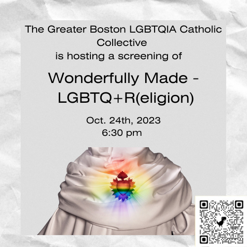 Wonderful_Made_'s tweet photo. The Greater Boston LGBTQIA Catholic Collective and Dignity Boston are hosting a special screening event of the documentary film “Wonderfully Made — LGBTQ+R(eligion).”
This screening will take place on Tuesday, October 24 6:30 PM at St. Cecilia Church in Boston, MA.  Scan QR code! https://t.co/nCCDrsodFI