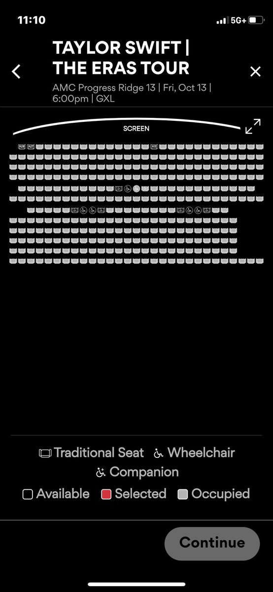 capitalbananas's tweet image. @taylorswift13 @CEOAdam @StockRetail @Penny_Squeezer 6:30 am #AMC @AMCTheatres was at 50% capacity. Now there’s only a few seats left. This will be EPIC 🍿 #SettingTheStage 🎶 🎼 🎵