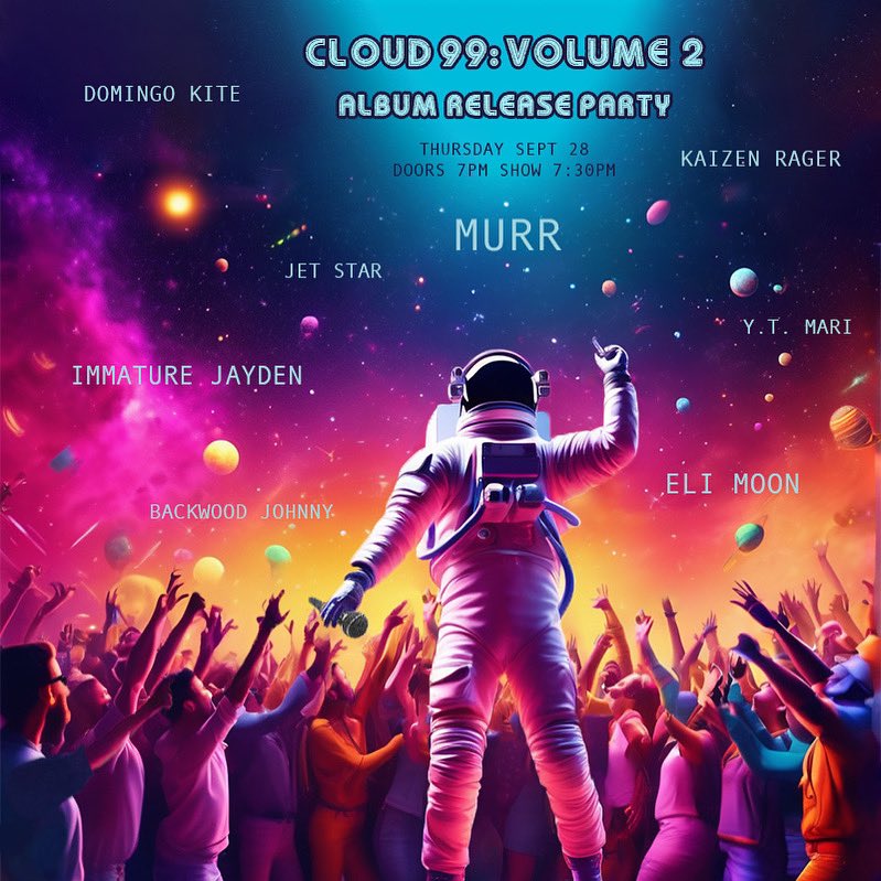 murrsmusic's tweet photo. LET’S PARTY! My new album arrives Friday, Sept. 29th! 📀 To celebrate, I’m hosting an album release party/show on Thursday Sept 28th @ 7:30 PM! 

Will be joined by several local artists including Jet Star, Eli Moon, Kaizen Rager + more 💥

Come join the party!!🌤️🕺 https://t.co/YpzKdWaCp1